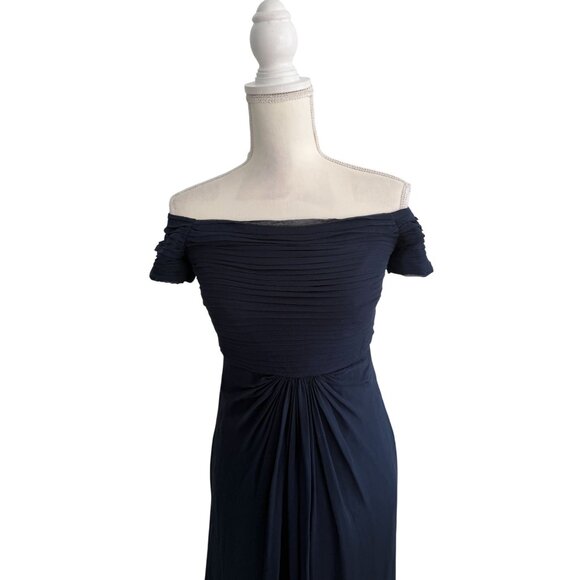 TADSHI SHOJI Vintage Navy Blue Maxi Occasion Gown Size 4 - Picture 7 of 14